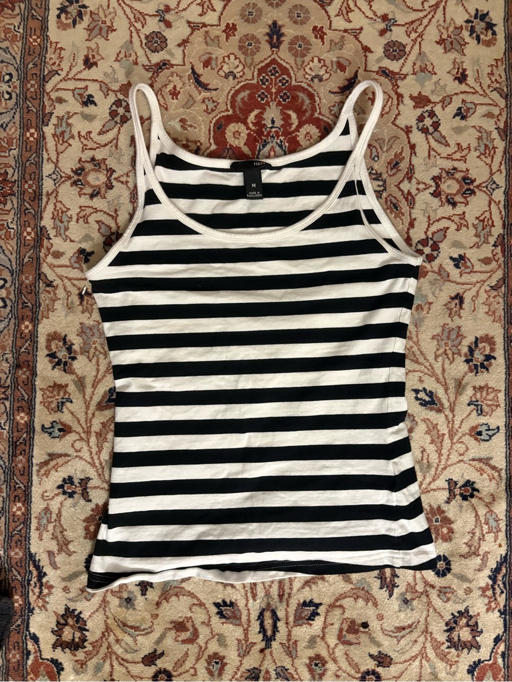 H&M White and Black Striped Tank Top